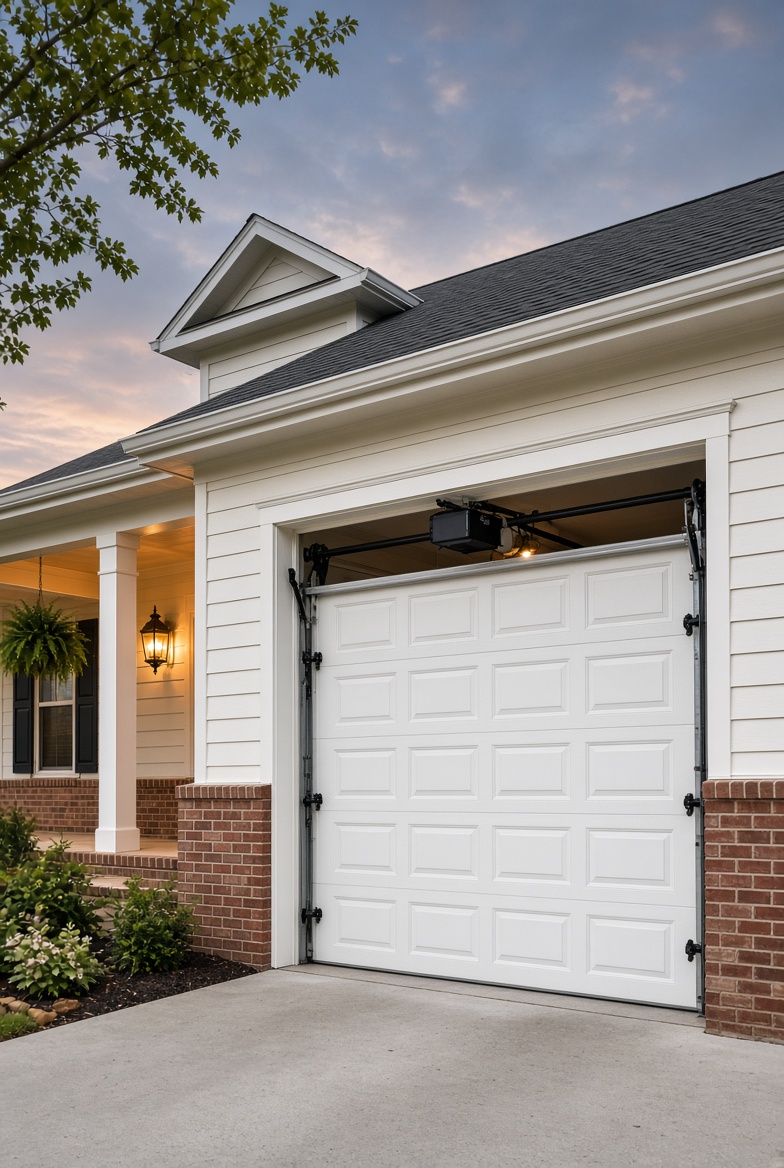 Technician completing garage door spring repair in New Orleans